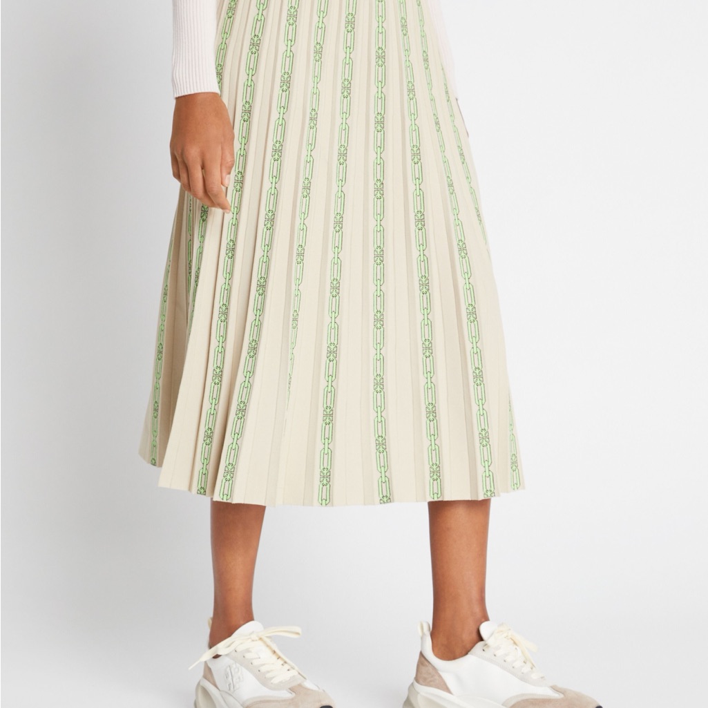 Tory Burch Pleated Jacquard Sport Knit Skirt